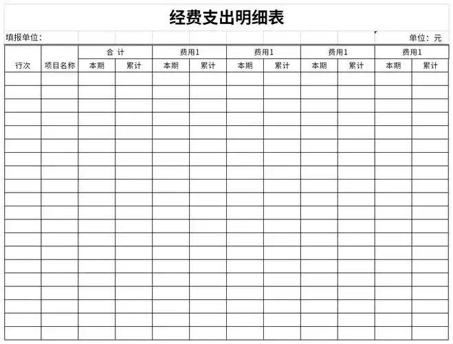 经费支出明细表免费版