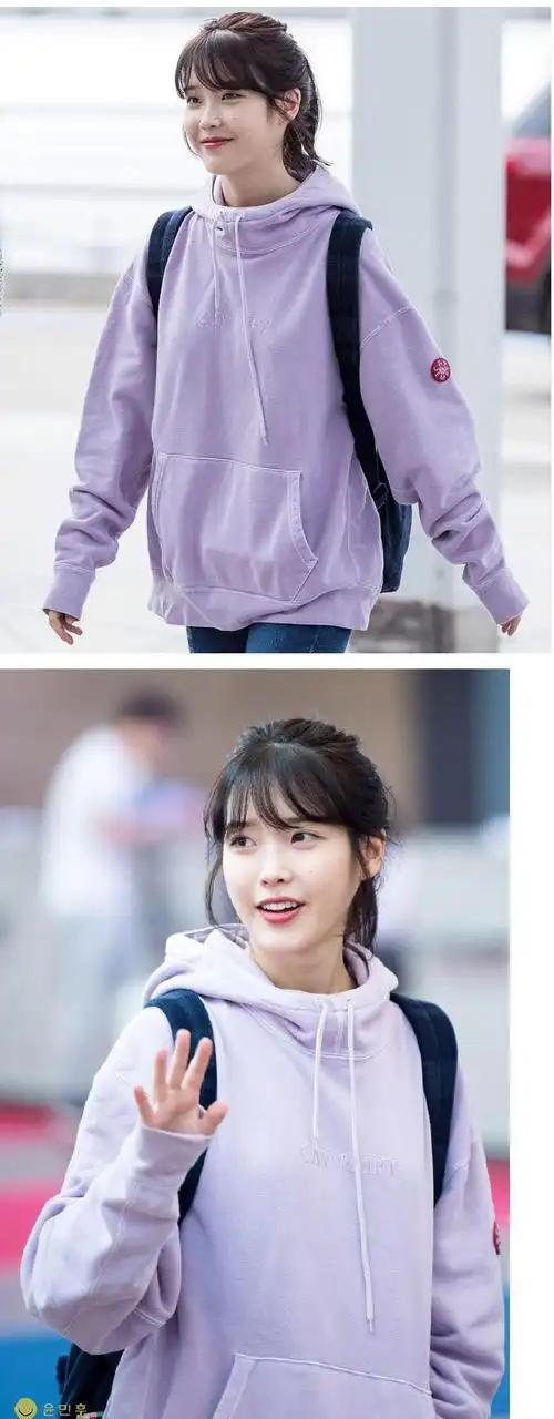 韩国明星iu李智恩同款卫衣学生韩版宽松套头连帽卫衣外套情侣装
