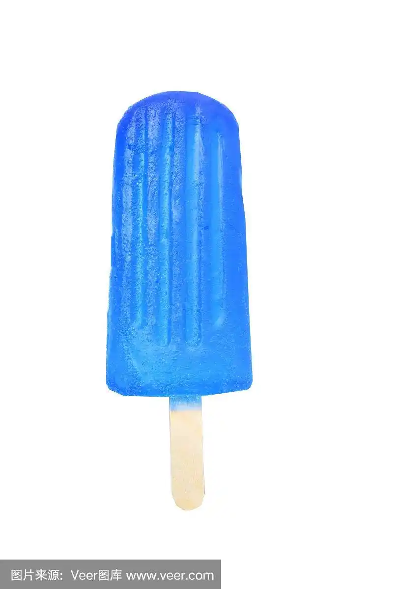 天蓝色冰棒孤立在白色的背景