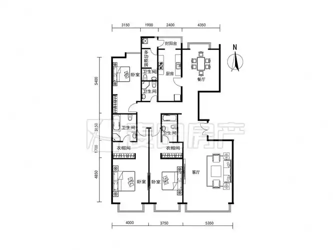 南北双线通透户型方正中间位置不临街富力城d区三居室