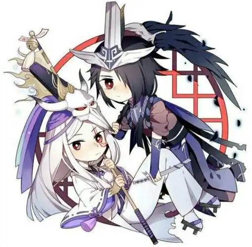 q版的黑白无常感觉有点儿