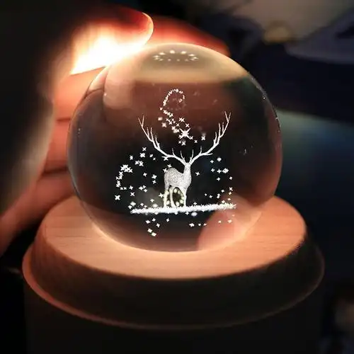 夜光女生卡通情侣客厅梦幻节日北欧少女水晶球3d球形七夕创意装饰