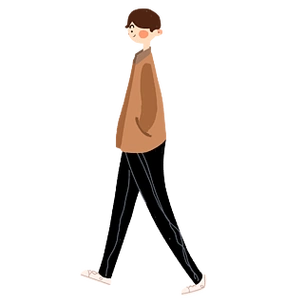 双手插兜走路的少年人物设计