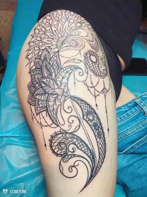 大腿_纹身图案手稿图片_和刺.青.蒙的纹身作品集