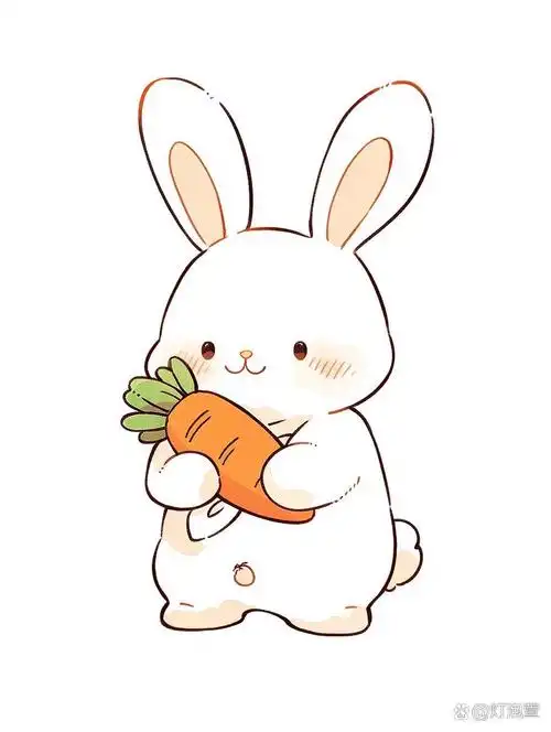 吃胡萝卜的小兔子 #萌宠兔子# #治愈系# #ai绘画##我的萌宠# #简笔画