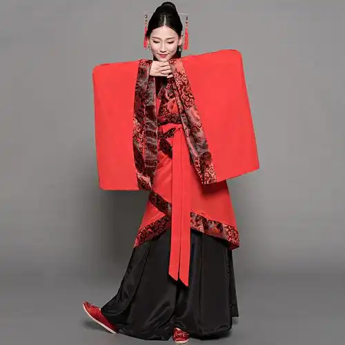 古装服汉元素改良中国风广袖襦裙演出服学生复古礼汉服女套装yy红色
