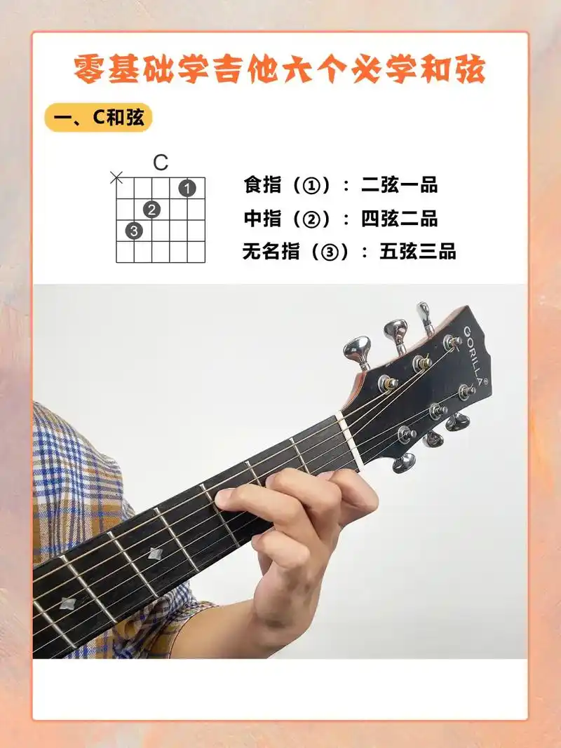 零基础吉他新手必学的6个和弦.学吉他弹唱其实并不难,入门一定 - 抖音