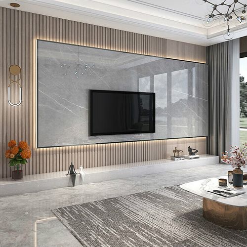 美克杰悬空大板电视背景墙现代简约2020影视墙装饰仿大理石木饰面