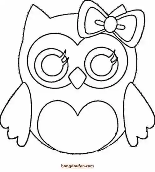 13张树梢上的猫头鹰可爱卡通儿童涂色图片-红豆饭小学生简笔画大全