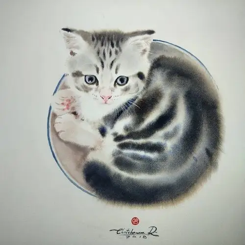 水彩猫咪