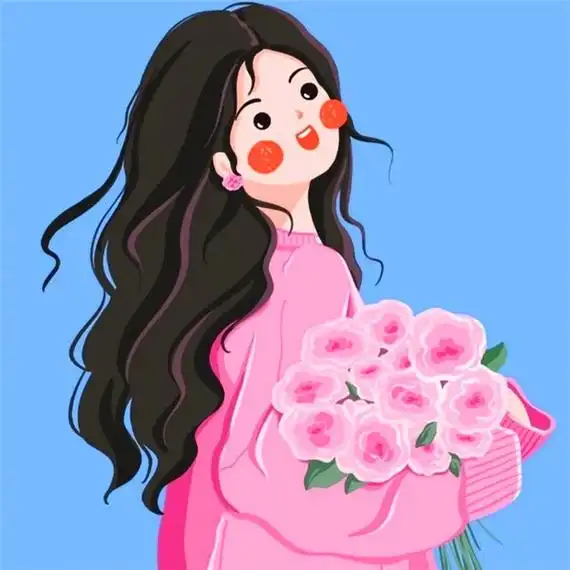 手绘唯美捧花女生美好幸福头像图片