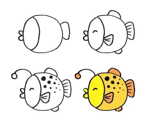 海底的鱼的简笔画大图