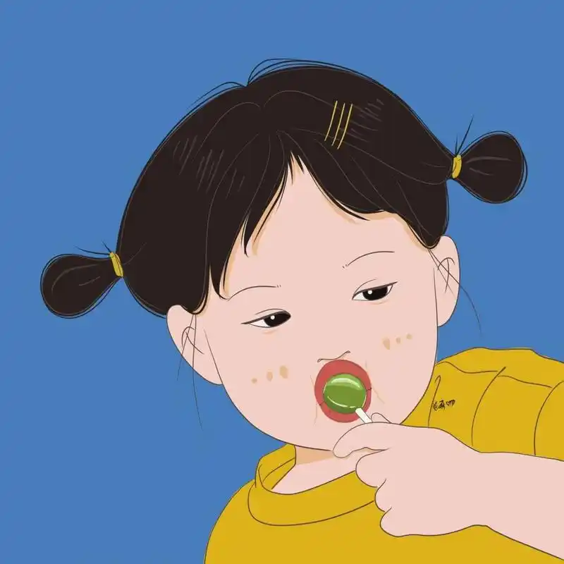 插画 | 头像 | 吃棒棒糖的小女孩 图片92二改92商用92去签名