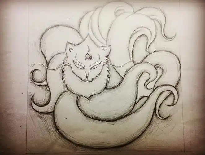 九尾狐,锻铜稿图