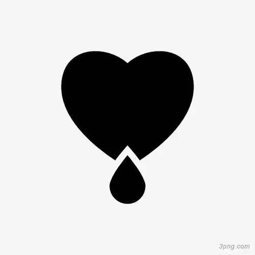 滴血的心超大黑色扁平风格心形主题集图标7png素材透明免抠图片-图标