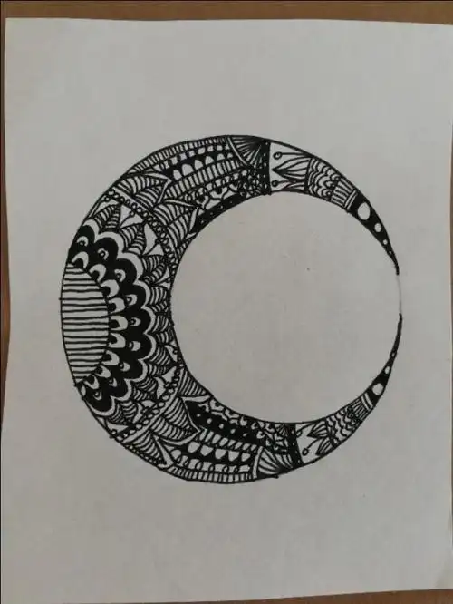 画两个圆,轻松画一幅黑白线描画