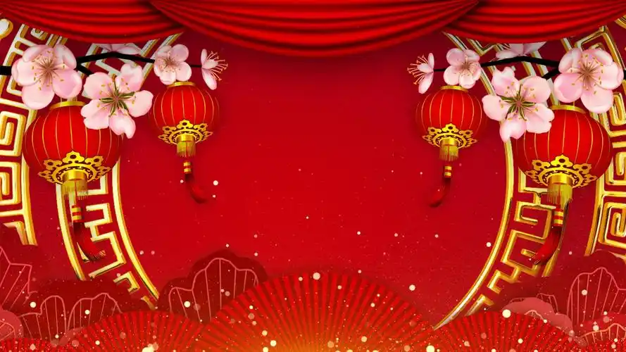 4k喜庆新年中国风虎年舞台背景视频