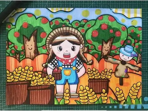 描写秋天的图画儿童画描写秋天的儿童画简单的