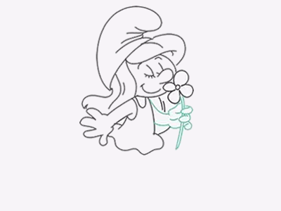 卡通蓝妹妹简笔画