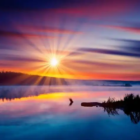 日出湖泊_微信头像风景图片_扣扣居