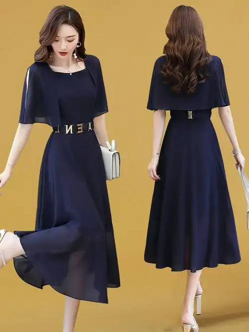 今年夏天裙子夏装2022年新款女装时尚夏季长裙显瘦气质雪纺连衣裙