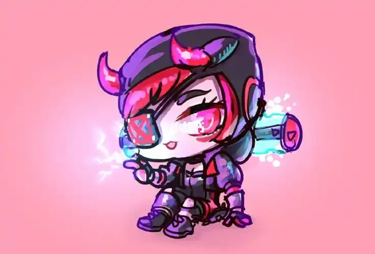 赛博电妹q版随笔头像稿件