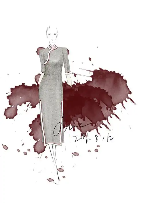 旗袍手绘稿|服装|正装/礼服|衍生chen - 原创作品 - 站酷 (zcool)