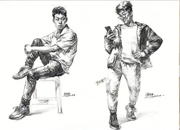 单人速写照片及写生