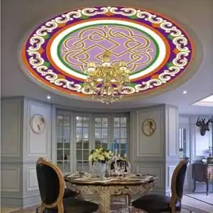 图案壁纸背景天空房顶5d无缝3d立体壁画天花板吊顶椰树蓝天白云风景