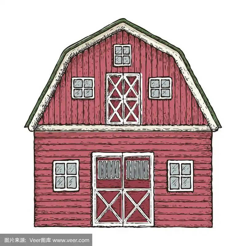 谷仓,农业,木制,红色,绘画插图