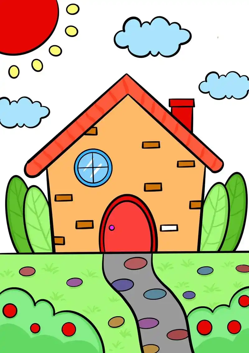 卡通房子简笔画.儿童画中出现最多的就是房子啦!