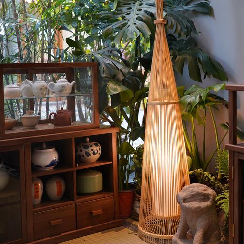 白驹格物若谷|侘寂风落地灯 中式日式客厅古风禅意地灯卧室竹编灯