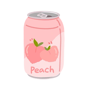 手绘卡通可爱粉色桃子气泡水汽水果汁易拉罐