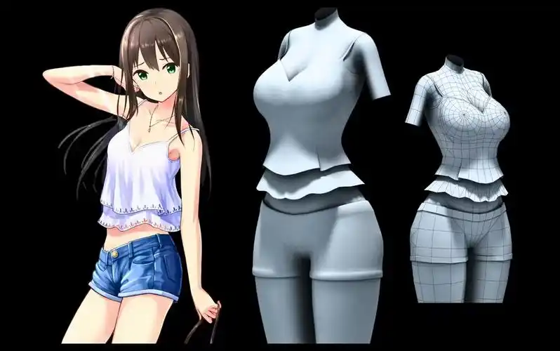 【3dmax角色建模】二次元小姐姐-身体模型制作,详细max建模思路讲解