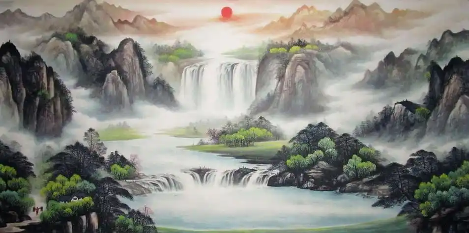 山水画图片大全招财