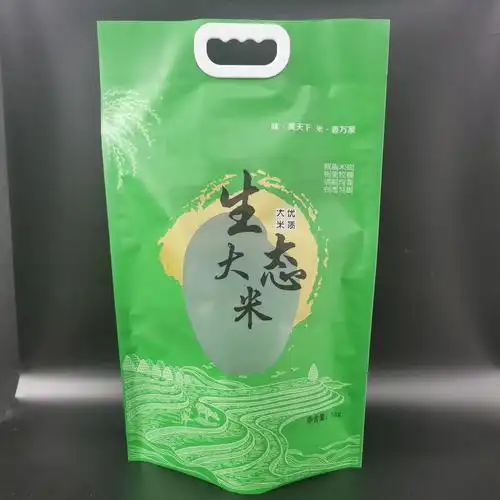 5kg大米复合真空袋 东北生态大米彩印包装袋 2.5kg大米手提袋