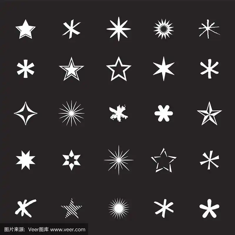 一套黑星星.矢量插图.