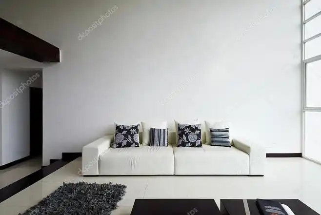 室内设计系列: 现代客厅与大空的白墙