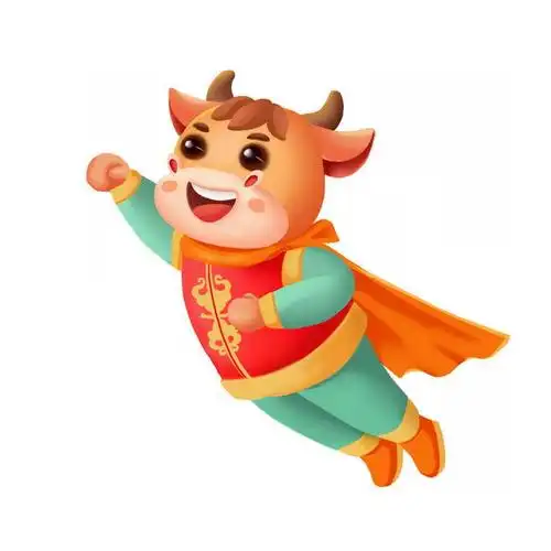 2021年牛年新年春节卡通牛一飞冲天牛气冲天837791免抠图片素材