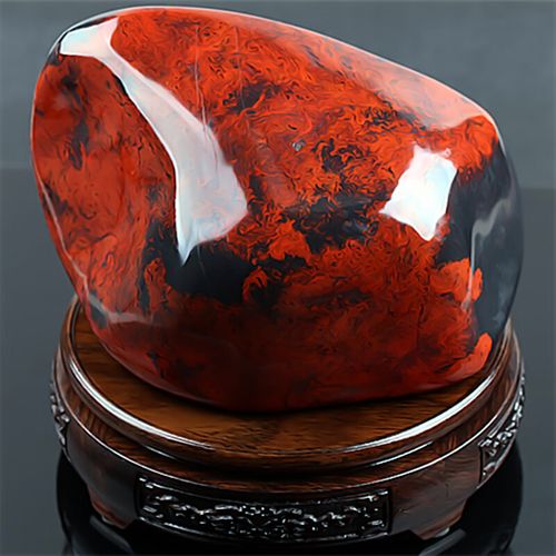 迎福匠收藏级 桂林鸡血玉原石摆件红黑底红乾坤料广西天然鸡血石