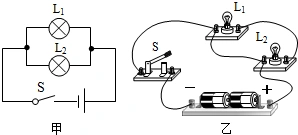 并联电路中电流的关系",他先按图甲所示电路图连成图乙的实物电路