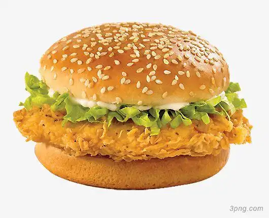 经典的鸡肉汉堡png素材透明免抠图片-其他元素