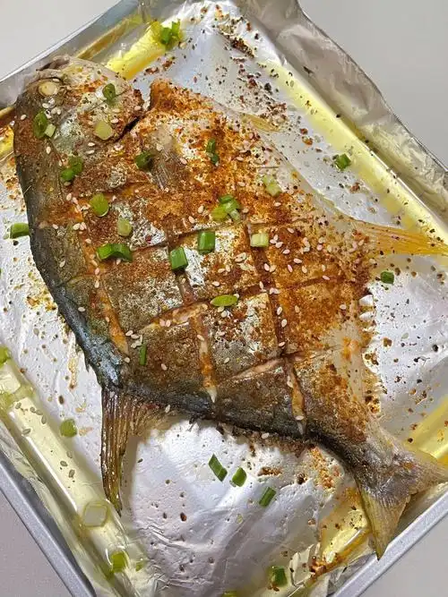 金鲳鱼|烧烤调料|白芝麻|葱花料理工具02:美的空气炸烤箱做法99