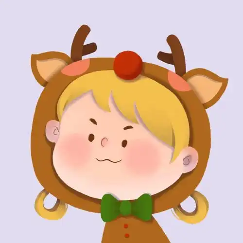 情侣头像第一张是依旧是根据临摹的风格原创的一个戴麋鹿头套的小可爱