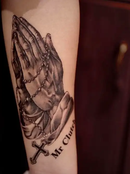 祈祷之手_纹身图案手稿图片_高高高树的纹身作品集