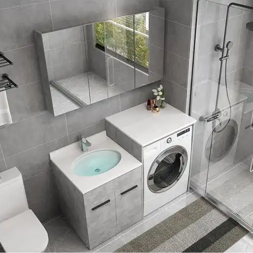 洗衣机柜子实木高低阳台洗衣柜组合滚筒一体柜伴侣浴室池盆带搓板13米