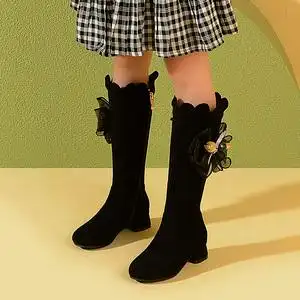 女童长靴子2021春秋新款儿童高跟小女孩冬季加绒长筒公主高筒靴潮