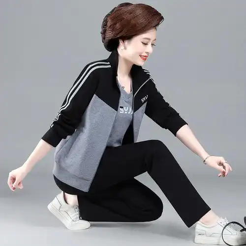 champion捍卫冠军中老年运动套装女春秋季休闲卫衣妈妈装中年女士运动