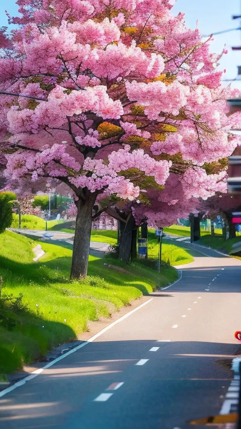 这组粉色小路樱花壁纸,简直美到cry啊!