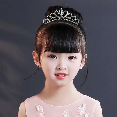 女童水晶皇冠儿童礼服发饰小伴娘饰品新娘头饰插梳式水钻